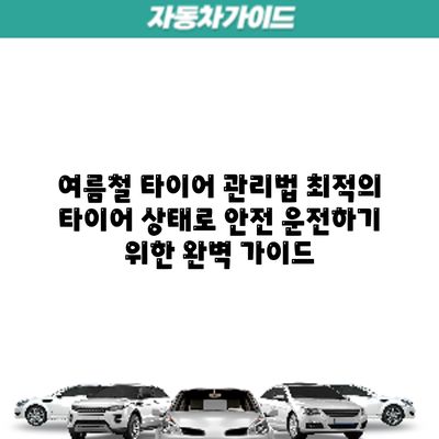 여름철 타이어 관리법: 최적의 타이어 상태로 안전 운전하기 위한 완벽 가이드