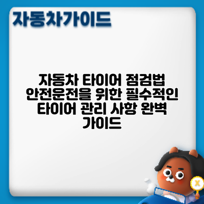 자동차 타이어 점검법: 안전운전을 위한 필수적인 타이어 관리 사항 완벽 가이드