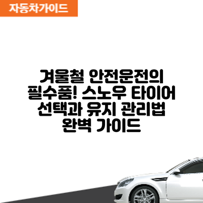 겨울철 안전운전의 필수품! 스노우 타이어 선택과 유지 관리법 완벽 가이드