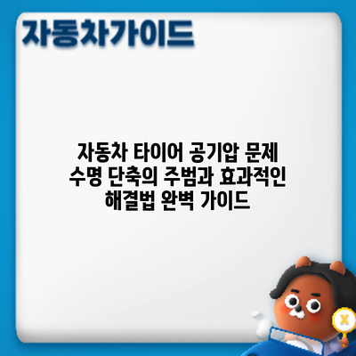 자동차 타이어 공기압 문제: 수명 단축의 주범과 효과적인 해결법 완벽 가이드