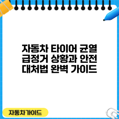 자동차 타이어 균열: 급정거 상황과 안전 대처법 완벽 가이드