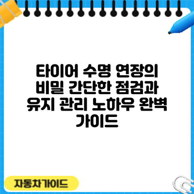 타이어 수명 연장의 비밀: 간단한 점검과 유지 관리 노하우 완벽 가이드