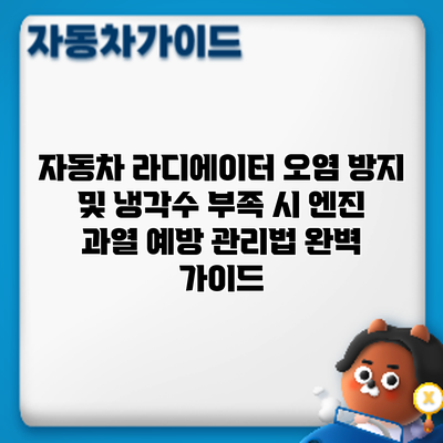 자동차 라디에이터 오염 방지 및 냉각수 부족 시 엔진 과열 예방 관리법 완벽 가이드