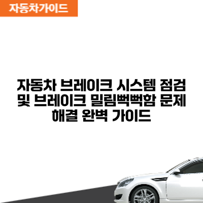 자동차 브레이크 시스템 점검 및 브레이크 밀림/뻑뻑함 문제 해결 완벽 가이드