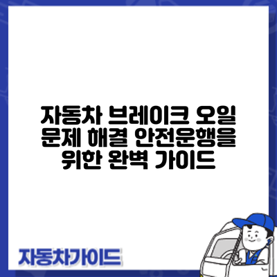 자동차 브레이크 오일 문제 해결: 안전운행을 위한 완벽 가이드