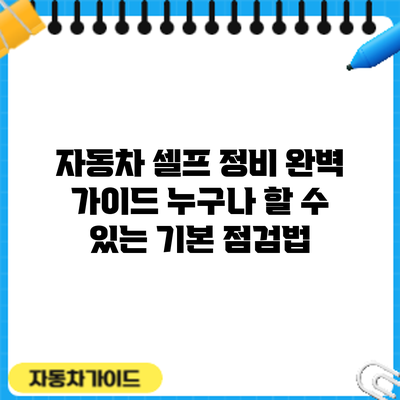 자동차 셀프 정비 완벽 가이드: 누구나 할 수 있는 기본 점검법