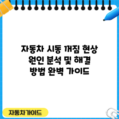 자동차 시동 꺼짐 현상: 원인 분석 및 해결 방법 완벽 가이드