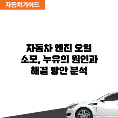 자동차 엔진 오일 소모, 누유의 원인과 해결 방안 분석