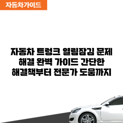 자동차 트렁크 열림/잠김 문제 해결 완벽 가이드: 간단한 해결책부터 전문가 도움까지