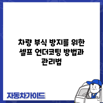 차량 부식 방지를 위한 셀프 언더코팅 방법과 관리법