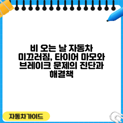 비 오는 날 자동차 미끄러짐, 타이어 마모와 브레이크 문제의 진단과 해결책