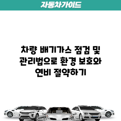 차량 배기가스 점검 및 관리법으로 환경 보호와 연비 절약하기