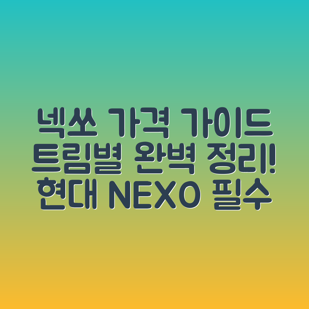 현대 넥쏘 트림별 가격 완벽 가이드