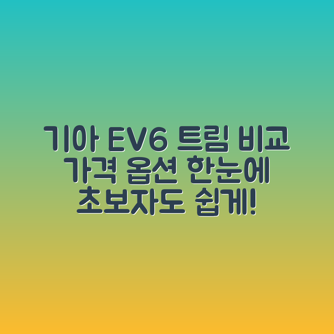 초보자도 쉽게 이해하는 기아 EV6 트림별 가격과 옵션 비교