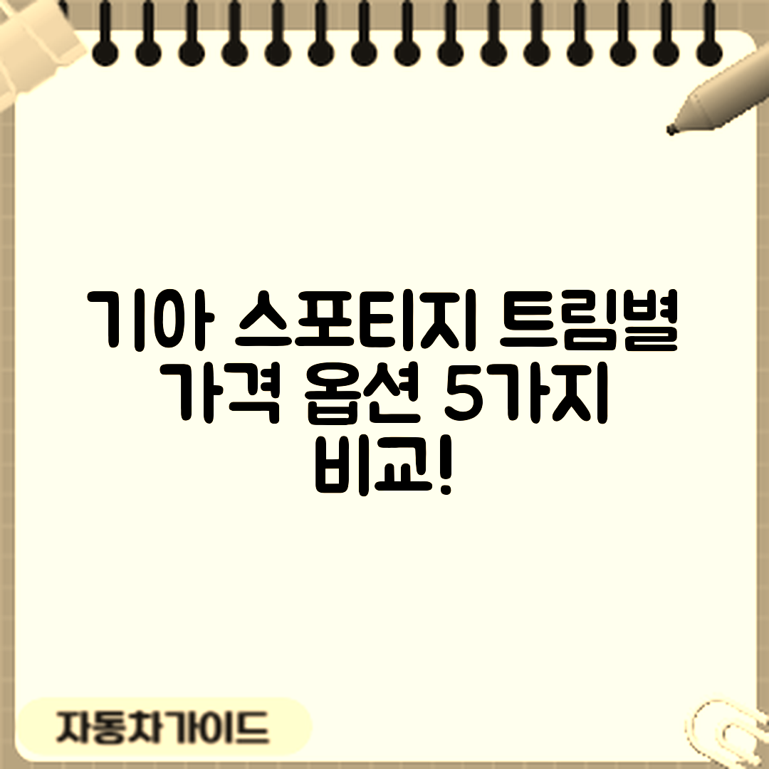 기아 스포티지 트림별 가격과 옵션 5가지 비교