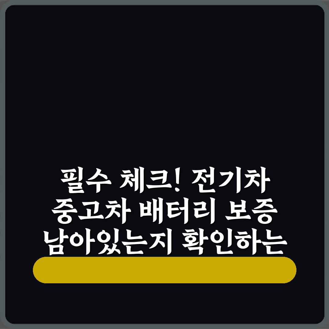 필수 체크! 전기차 중고차 배터리 보증 남아있는지 확인하는 방법 3가지