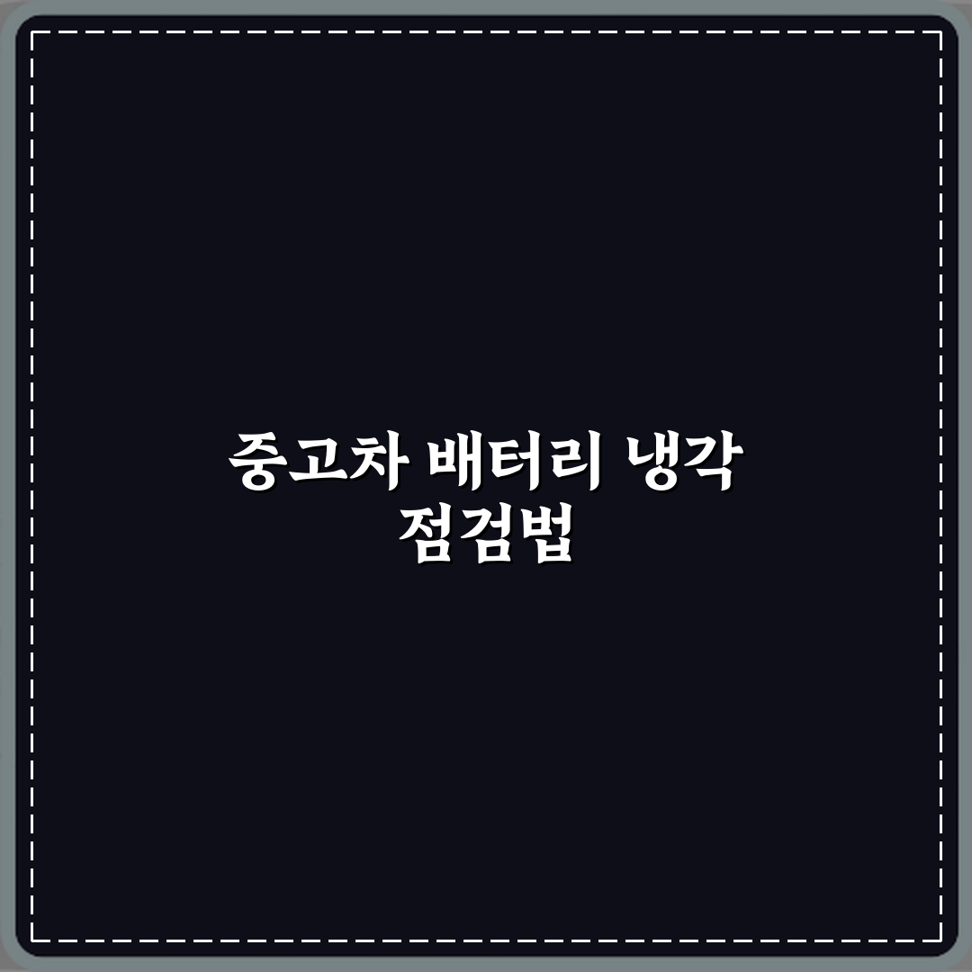 전기차 중고차 배터리 냉각 시스템 점검 꼭 필요한가요 꿀팁 공유할게요